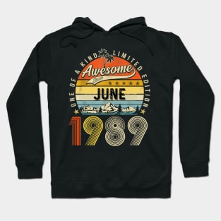 Awesome Since June 1989 Vintage 34th Birthday Hoodie